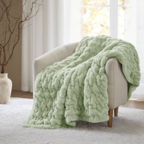 1 PC 50x60" Ruched Fur Throw Sage Green 1 PC 50x60" Ruched Fur Throw Sage Green